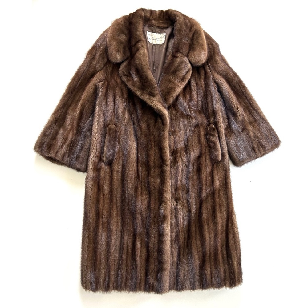 Vintage Genuine Brown Lunaraine Mink Fur Long Coat - Picture 11 of 11